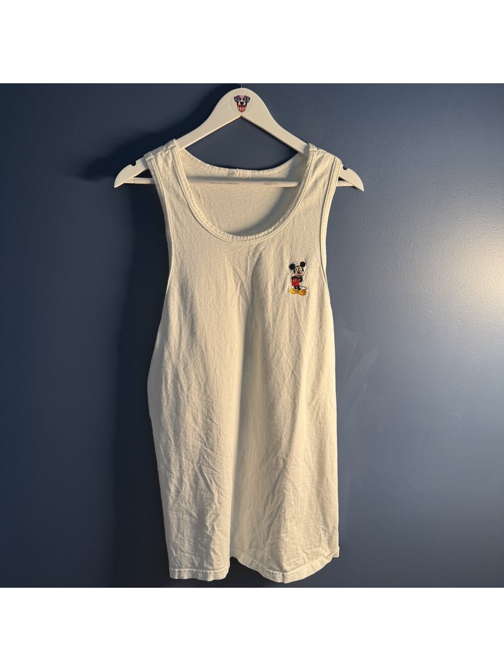 Mickey Mouse Embroidered Racerback Tank Top White Tagless Vintage Style Aprx L